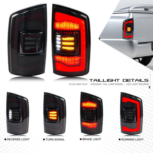 2003-2005 Ram 1500-3500 LED Tail Light Set (Smoked Lens/Sequential)