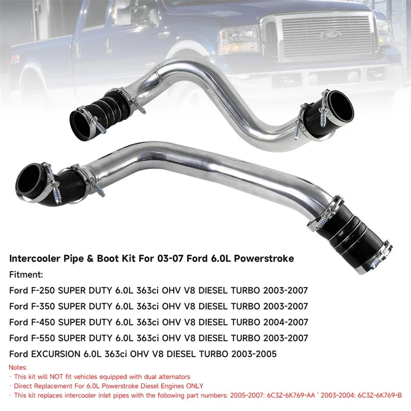2003-2007 6.0L Powerstroke Polished Intercooler Pipe Kit