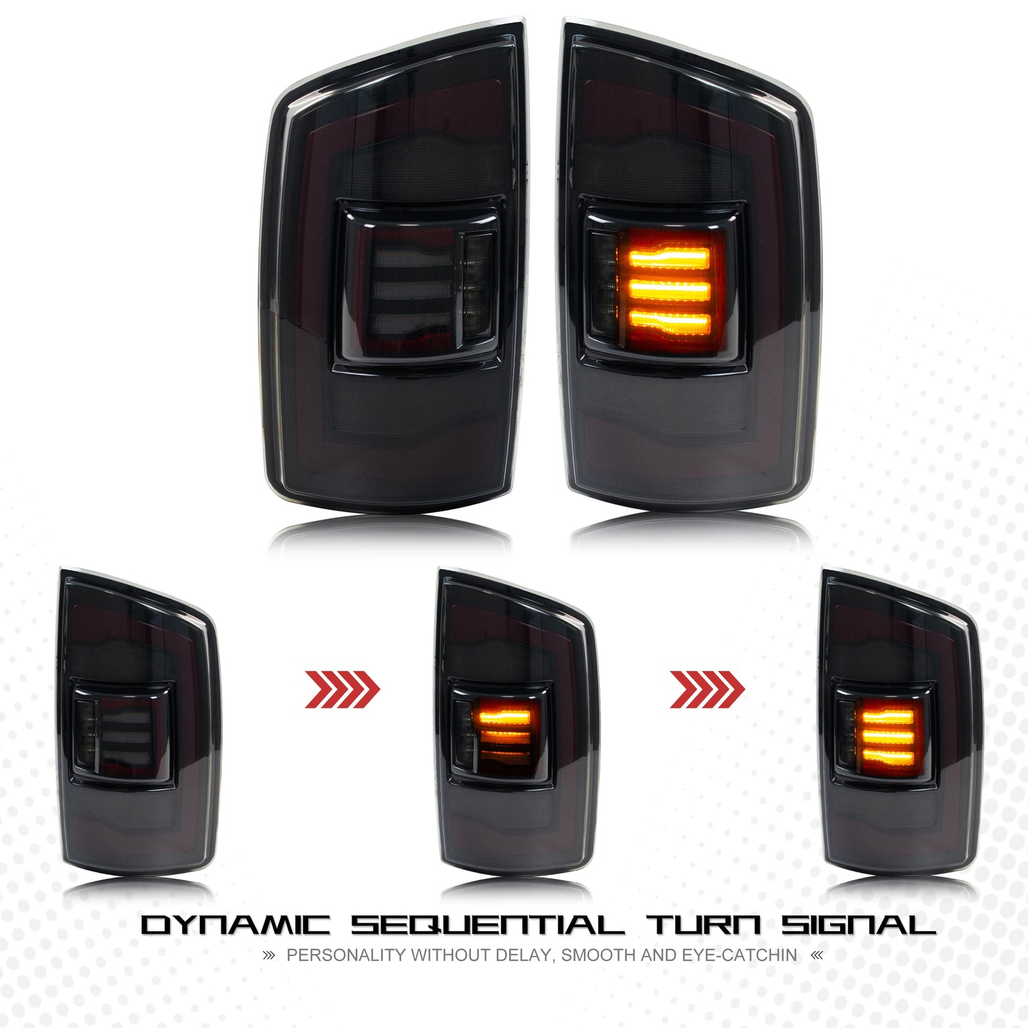 2003-2005 Ram 1500-3500 LED Tail Light Set (Smoked Lens/Sequential)