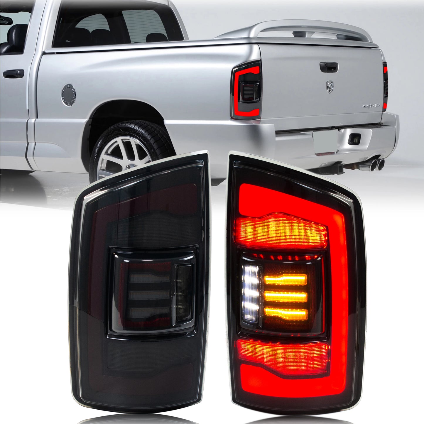 2003-2005 Ram 1500-3500 LED Tail Light Set (Smoked Lens/Sequential)