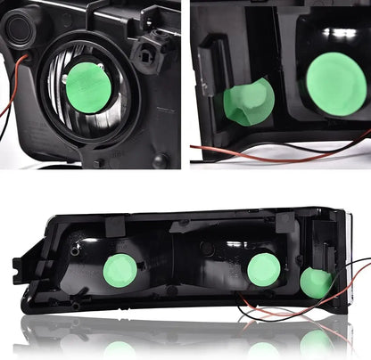 2003-2007 Chevrolet Silverado Headlight Set (DRL Clear Lens with Black Housing/Clear Reflectors)