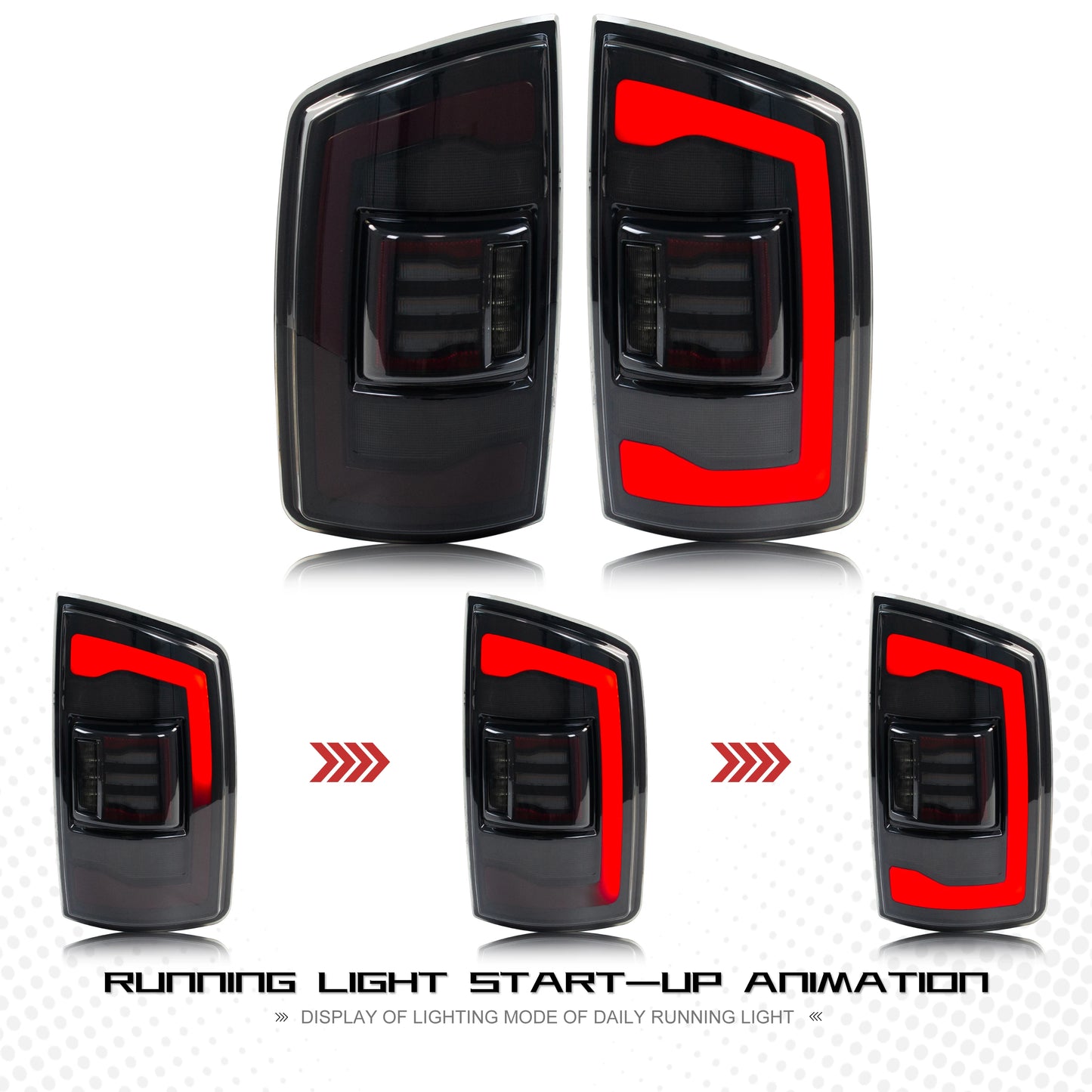 2003-2005 Ram 1500-3500 LED Tail Light Set (Smoked Lens/Sequential)